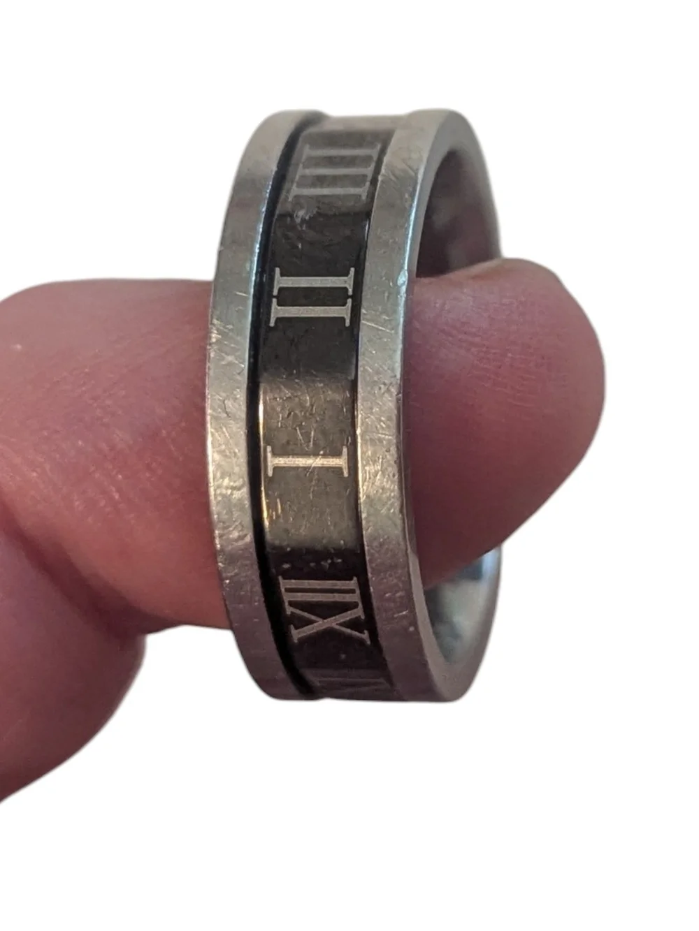 VTG Stainless Steel Roman Numerals Spinner Fidget Band Ring Men's Ring Size 10